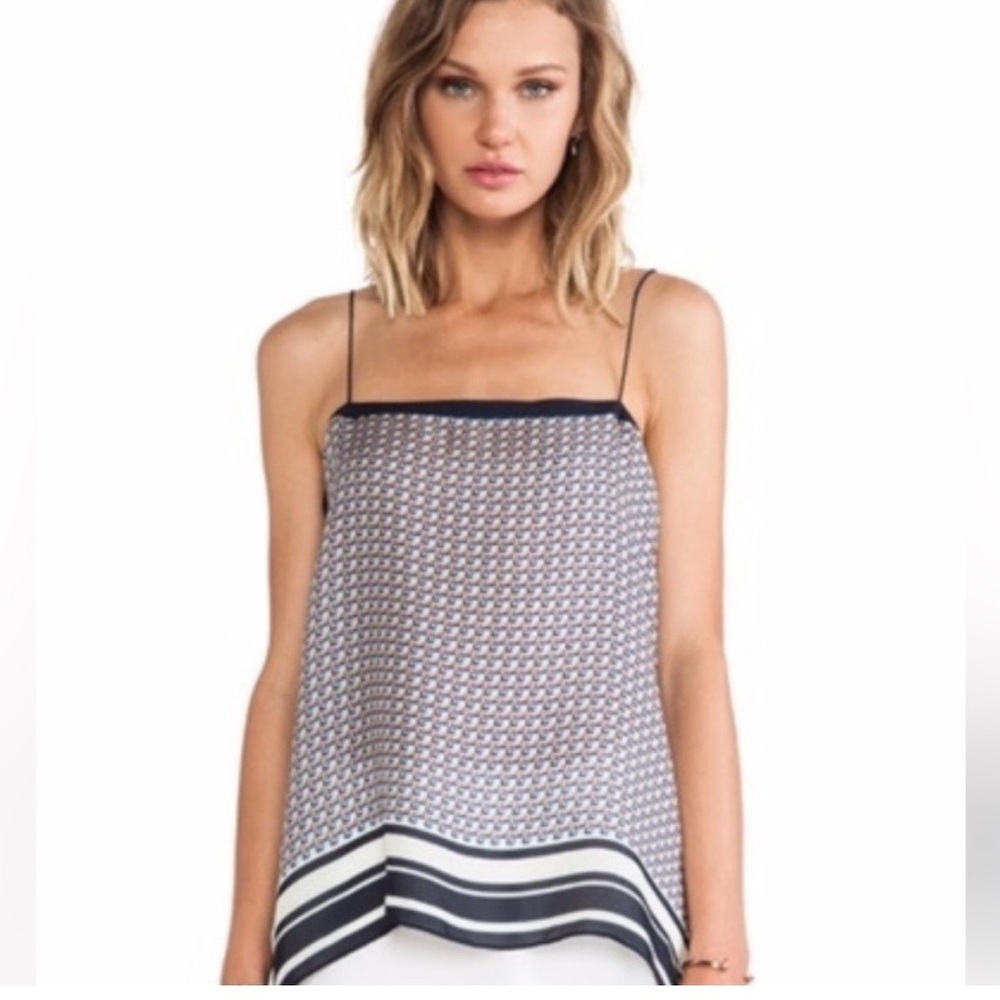 NWOT Vince Geometric Silk Cami Top Stripe Border Size Small